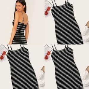 SHEIN Striped Rib-Knit Bodycon Cami Dress